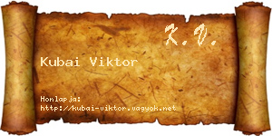 Kubai Viktor névjegykártya